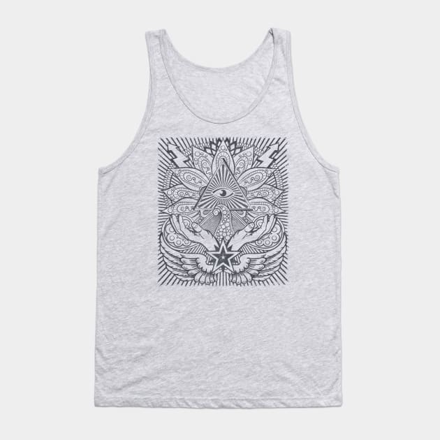 Illuminati Pyramid Eye Tank Top by Drop23